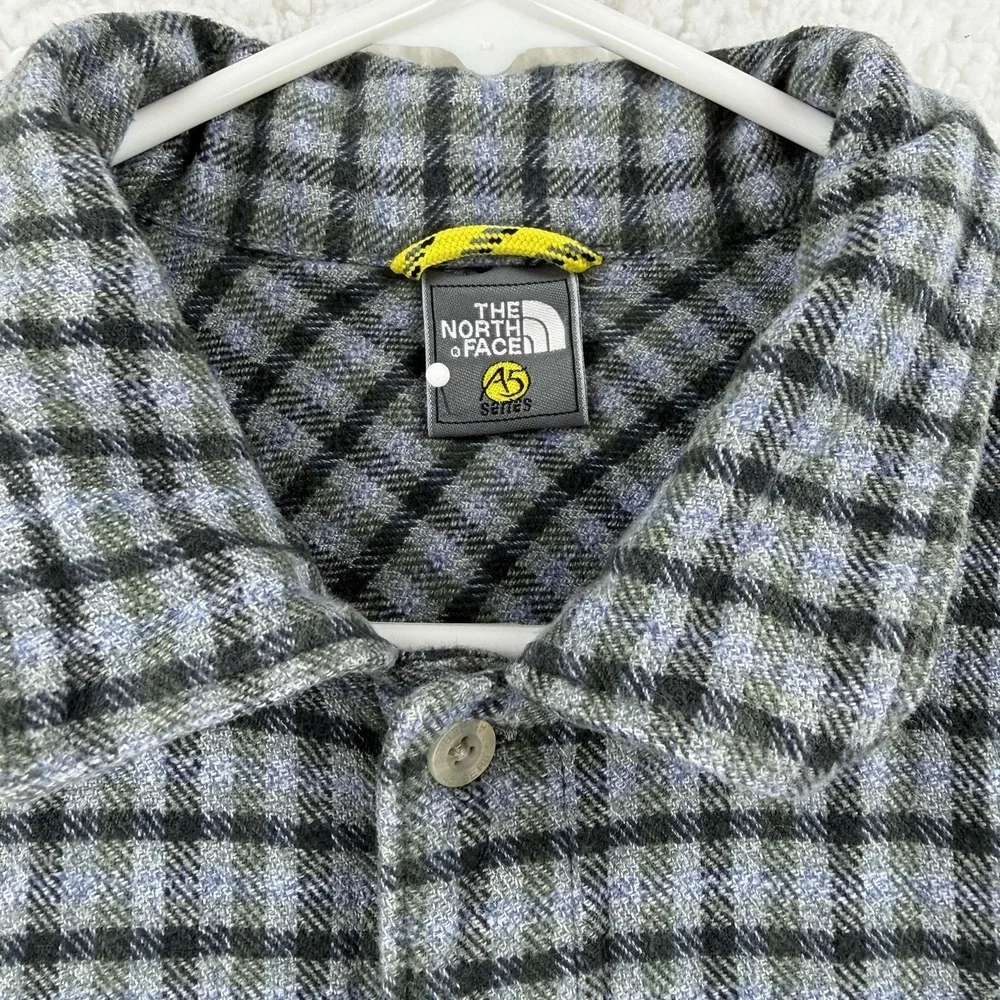 The North Face A5 Shirt‎ Mens Large Gray Plaid Flannel Long Sleeve Button Front